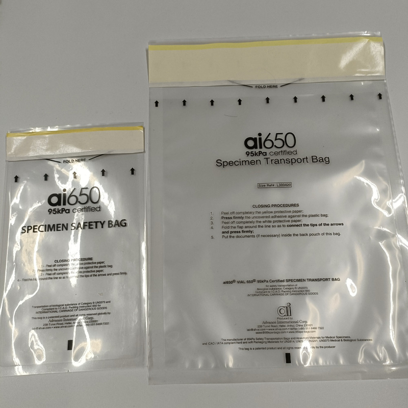Gelbes und schwarzes Biohazard-Exemplar sackt 4 Mil Seal Top Specimen Lab ein, den Taschen für Versandverpackenexemplare Pri en gros verkaufen