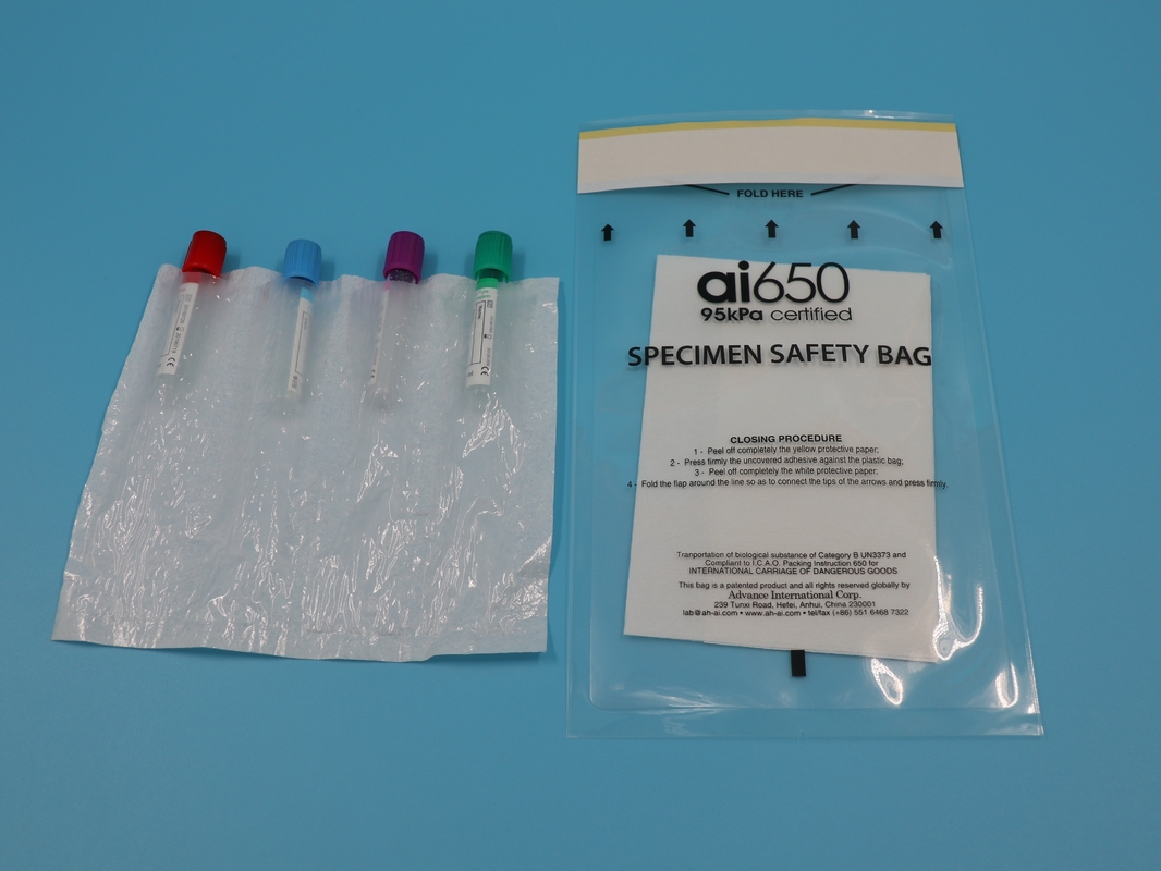 AI650 Biohazard Medizinische Nachsperrbare Tasche PE Wasserdichte Reißverschluss Probenbeutel für Labor