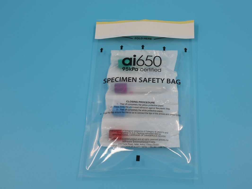 AI650 Biohazard-Taschen für 95 Kpa Biohazard-Transport-Stichproben-Taschen Kängurus-Tasche für Un3373