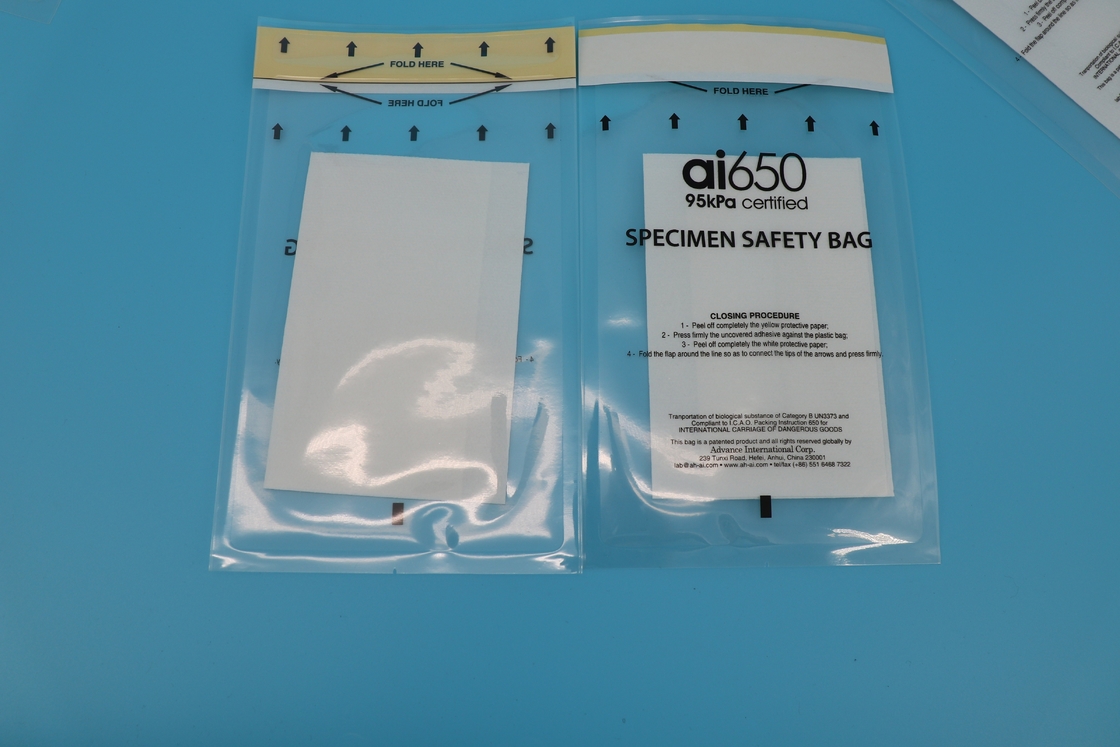 AI650 Sterile Proben Medizinische Biohazard-Taschen Proben Transporttasche Dokument Tasche Kunststoff-Zip-Tasche