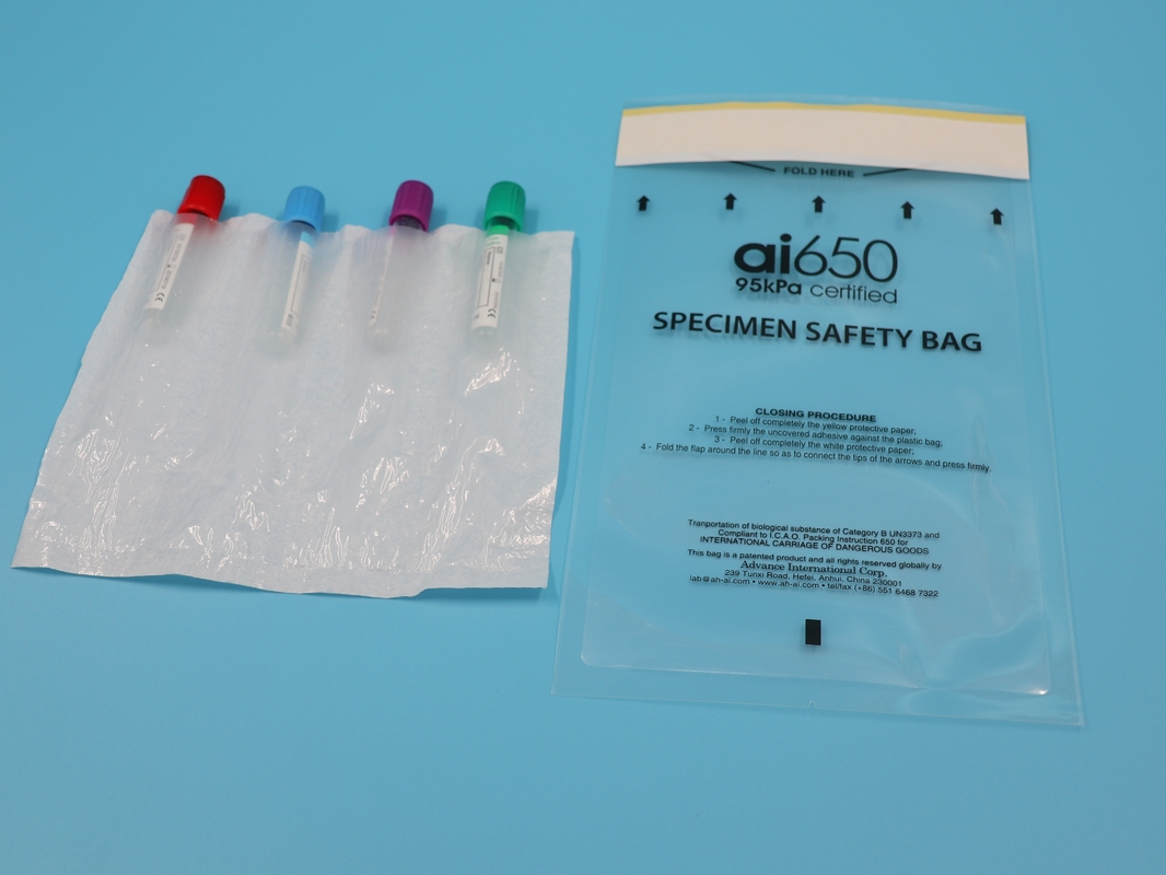 Einmalverwendbare medizinische 4-Schicht-Probebe-Tasche 95kpa Ziplock Versiegelung Biohazard Probe-Transport-Taschen
