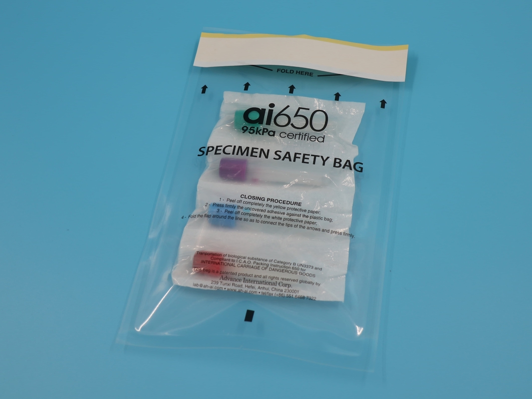 Biohazard-Taschen Medizinische Einwegprobenbeutel mit Superabsorptionspolster und zusätzlichen Dokumenten Tasche für den Transport von Proben