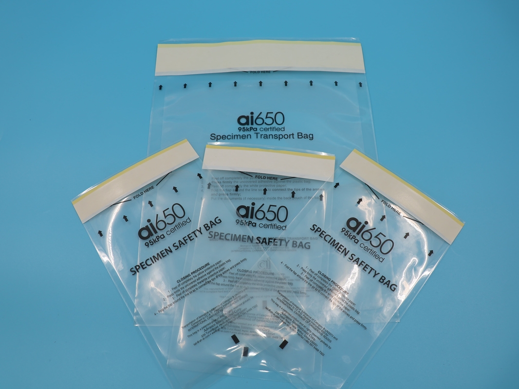 Medizinische Biohazard-Tasche mit Absorptionspad Probenbeutel Zip Lock Top Probenbeutel mit Außen Tasche Papierbeutel