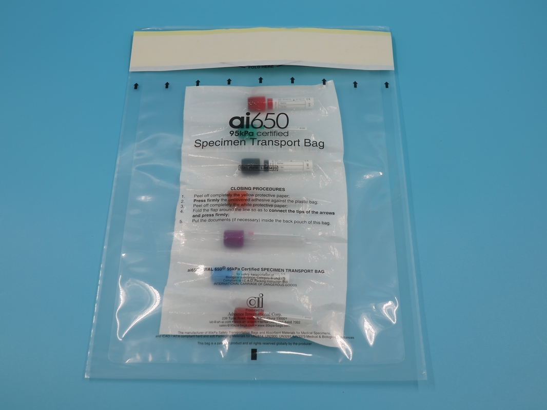 Spezialisierte dreischichtige Probenbeutel für die medizinische Untersuchung Pathologie Biologische Probenbeutel Transport Plastik Plastikbeutel