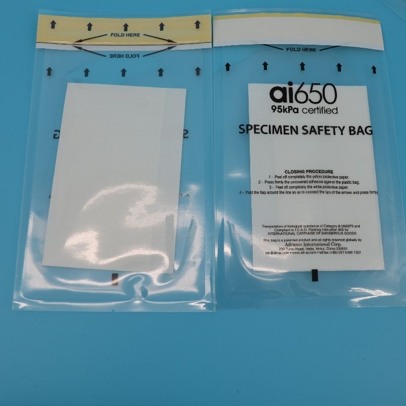 Auslaufsichere 95 kPa Biohazard-Tasche für medizinische Proben mit absorbierendem Material und Röhrchen für den sicheren Transport