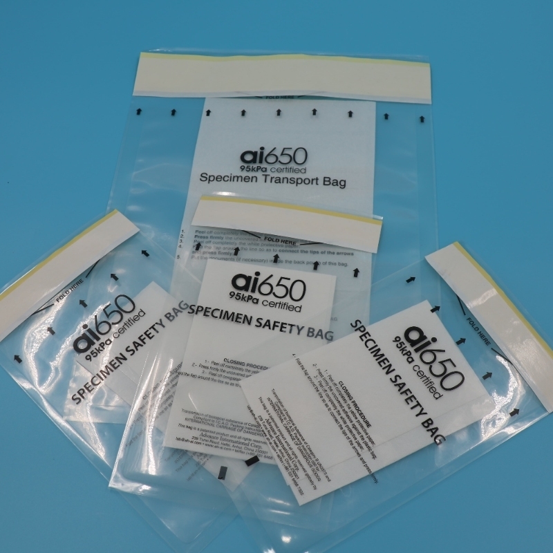 Hochleistungs-Biohazard-Transportbeutel 330 mm x 170 mm, 95 kPa, mit siebenfach unterteilten absorbierenden Beuteln