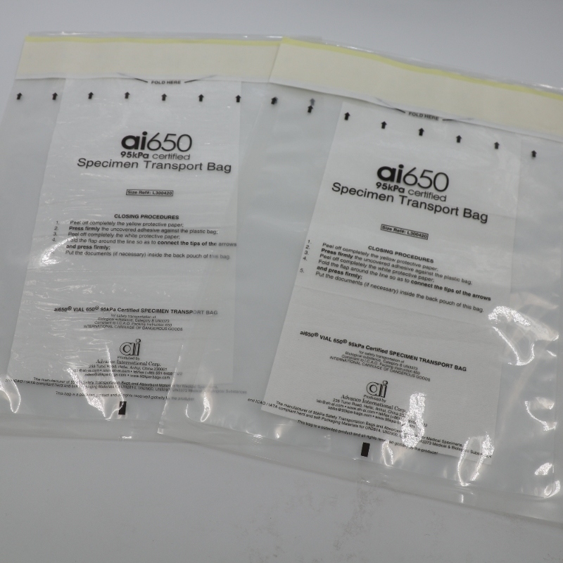 UN3373 Transparente medizinische Probenbeutel mit absorbierendem Beutel und sicherem Probenversandkarton